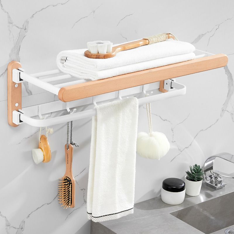 White 7-piece bathroom accessory set wood and metal bath set