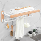 White 7-piece bathroom accessory set wood and metal bath set