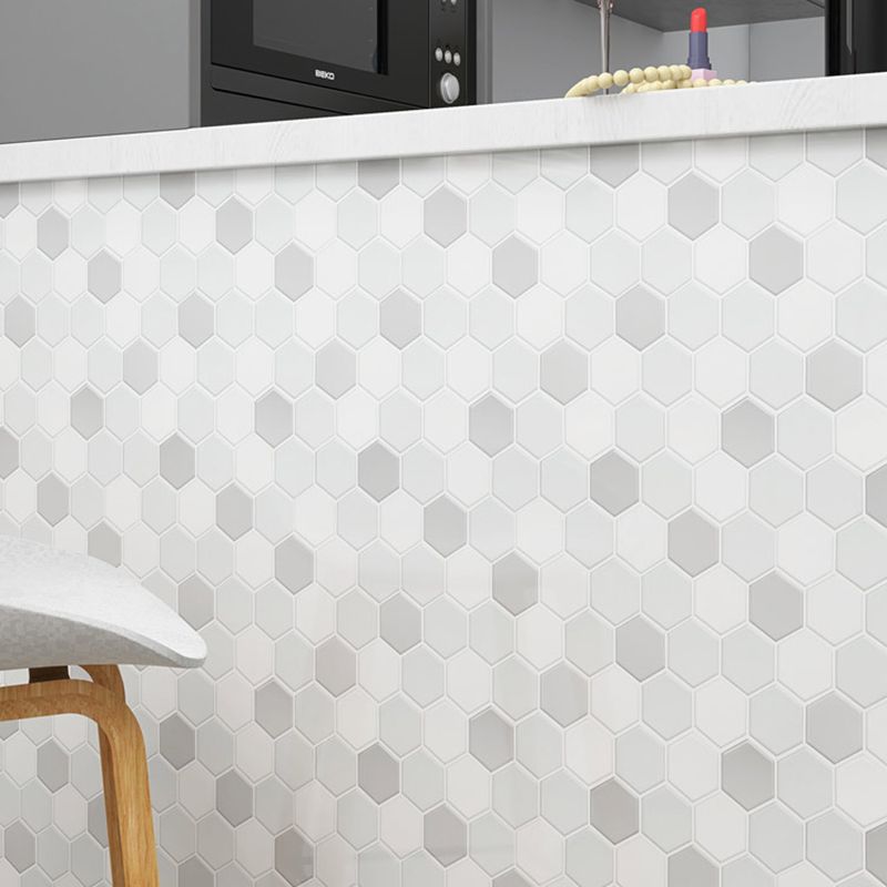 Peel-and-Stick Tiles Hexagonal Waterproof PVC Peel & Stick Mosaic Tile for Shower