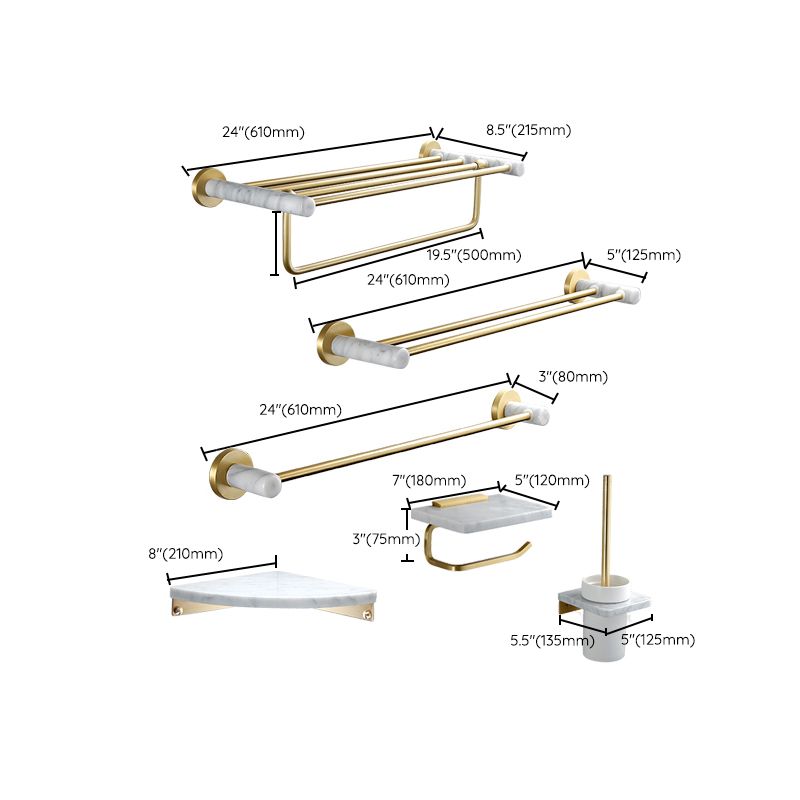 7-piece bathroom accessory set marble and metal bathroom hardware
