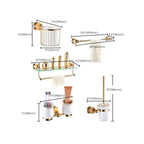 Modern bathroom accessories as a single piece or as a set in gold