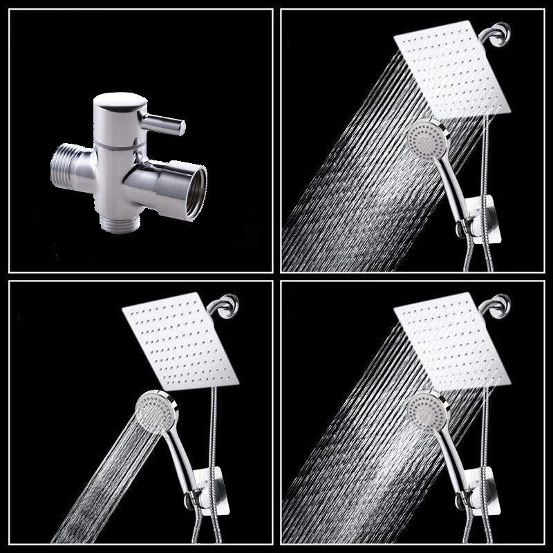 Modern Pull-Down Dual Showerhead Square High Arch Showerhead Combination