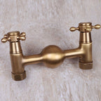 Vintage Bathtub Faucet Two Cross Handle Faucet Solid Copper Wall Mounted Faucet