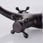 Glam Vanity Sink Faucet Brass Cross Handles Low Arc Basin Faucet