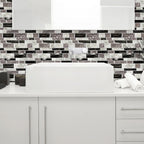 12"x 12" Resin Mosaic Tiles Square Self-Adhesive Tiles for Backsplash & Wall Tile