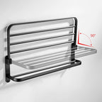 Modern Classic Bathroom Hardware Set Matte Black Bathrobe/Towel Bar & Bathroom Shelf