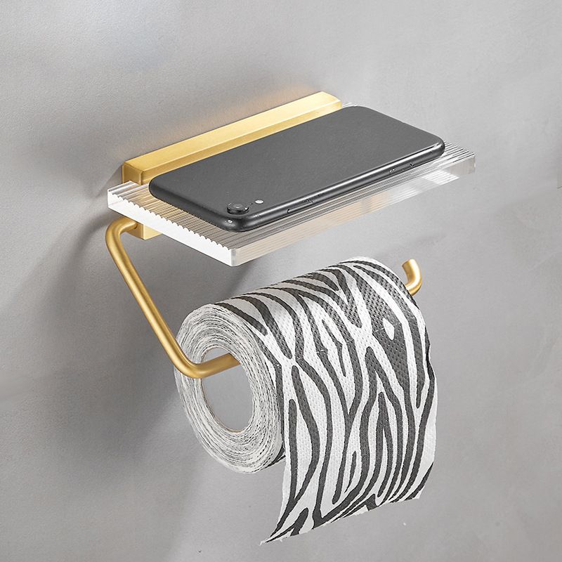Bathroom Accessories Set in Gold Metal and Acrylic Bathroom Accessories Set