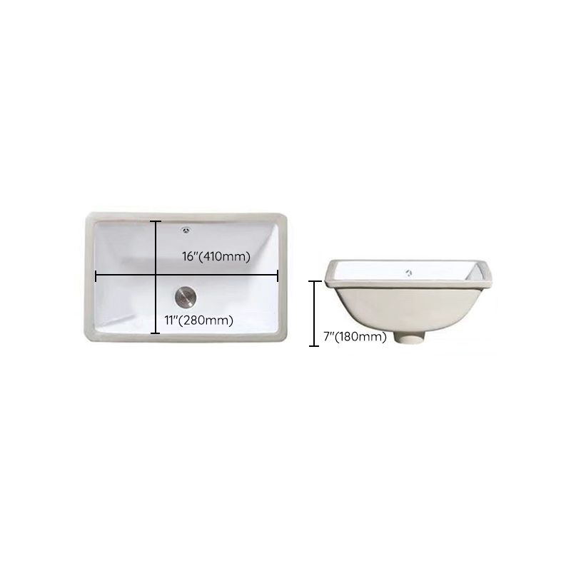 Modern Under-mount Sink Oval Porcelain with Pop-Up Drain Sink