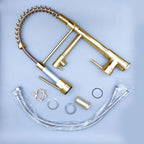 Glam Basin Faucet Brass Lever Handles Spring Neck Three-Function Bathroom Sink Tap