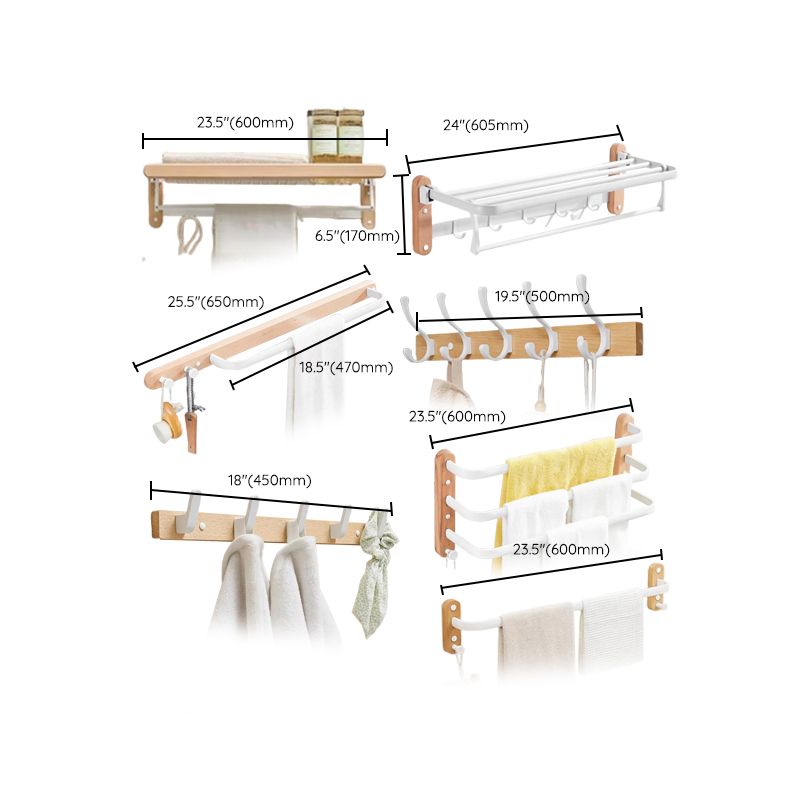 White Bathroom Set Solid Wood & Aluminium Bathroom Accessories individually or as a set