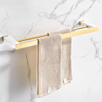 Brushed Brass Bathroom Accessory Set Metal & Marble Bathroom Hardware Set with Bathtub Shelf