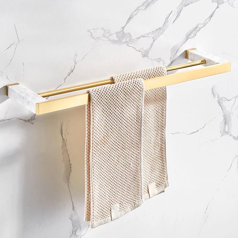 Brushed Brass Bathroom Accessory Set Metal & Marble Bathroom Hardware Set with Bathtub Shelf