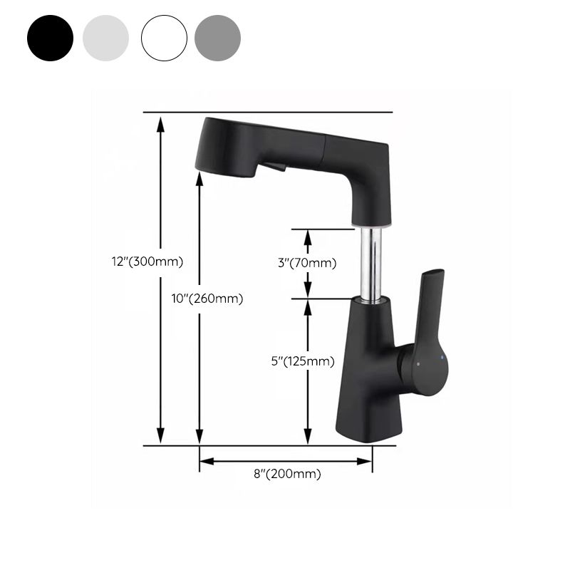 Centered Sink Faucet Contemporary Pull-Out Faucet with Single Handle Operation