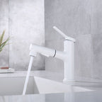 Contemporary Single Handle Faucet Retractable Sink Faucet with Lever Handle