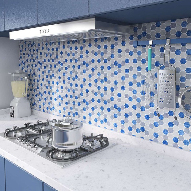 Polygon Metal Peel and Stick Back Wall Tile PVC Peel and Stick Tile for the Kitchen