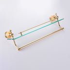Modern bathroom accessories as a single piece or as a set in gold