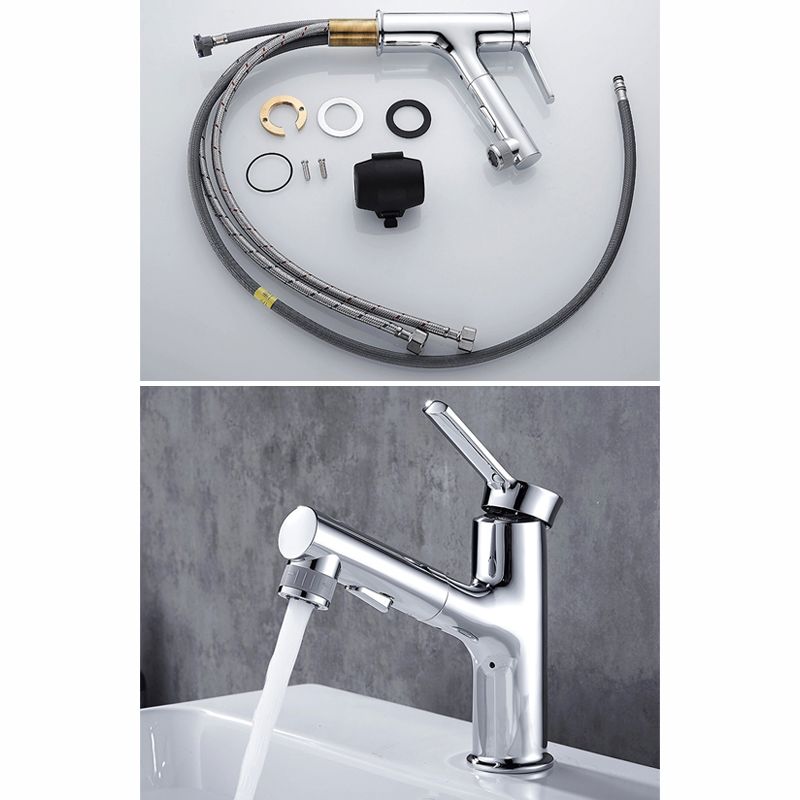 Contemporary sink faucet pull-out basin tap with lever handle