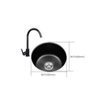 Stainless Steel Round Sink in Black Single Basin Undermount Sink with Basket Strainer