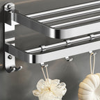 Polished Chrome Modern Bathroom Accessory Set in Stainless Steel with Bath Shelf/Towel Bar