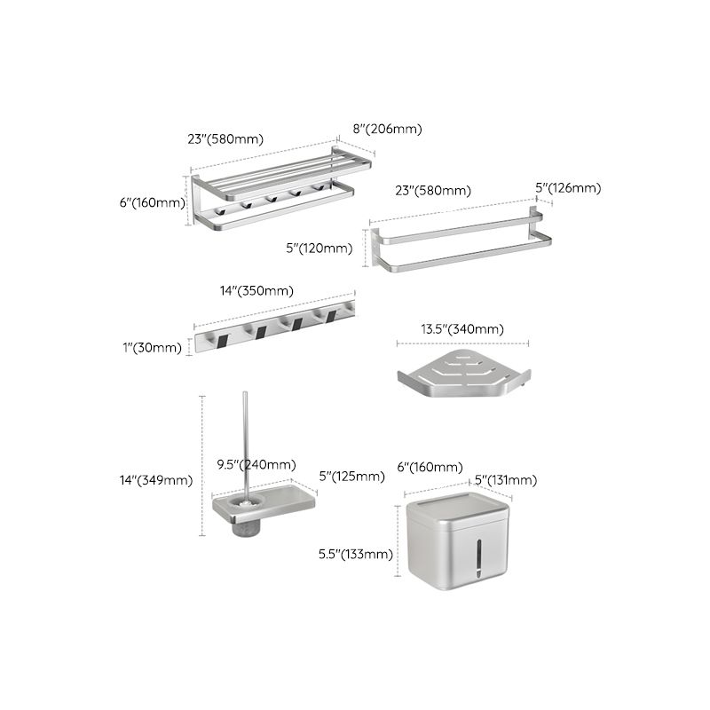 Modern Bathroom Accessories Set Silver Bathroom Shelf Towel Holder Bathroom Accessories Kit