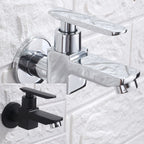 Contemporary Wall-Mounted Bathroom Faucet Lever Handles Solid Brass Faucet