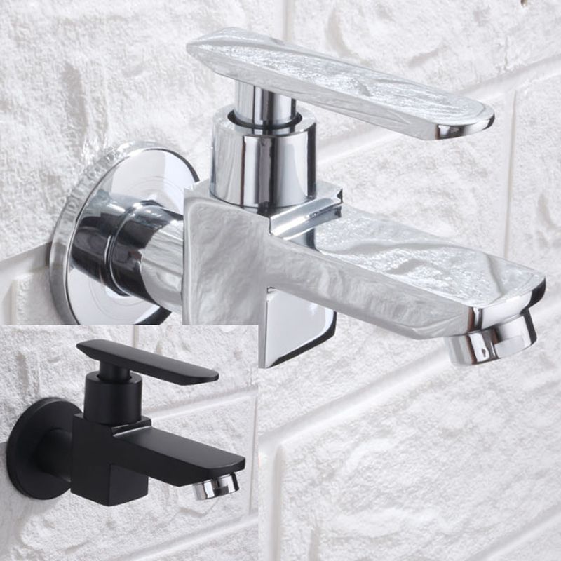 Contemporary Wall-Mounted Bathroom Faucet Lever Handles Solid Brass Faucet