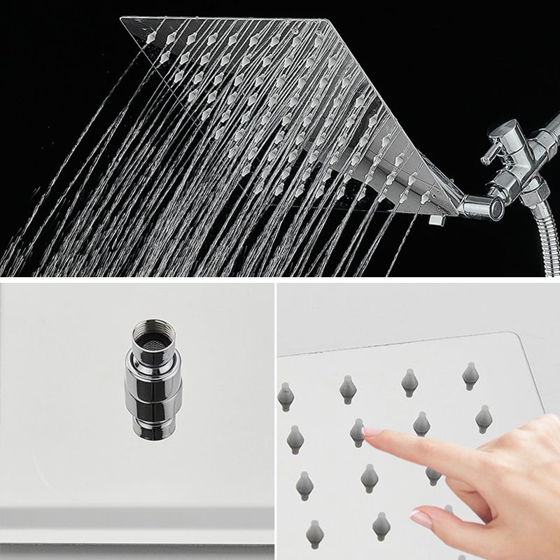 Silver Square Fixed Shower Head Modern Style Wall Mounted Shower Head