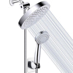 Modern Standard Shower Set Double Round Metal Adjustable Spray Pattern Shower Head