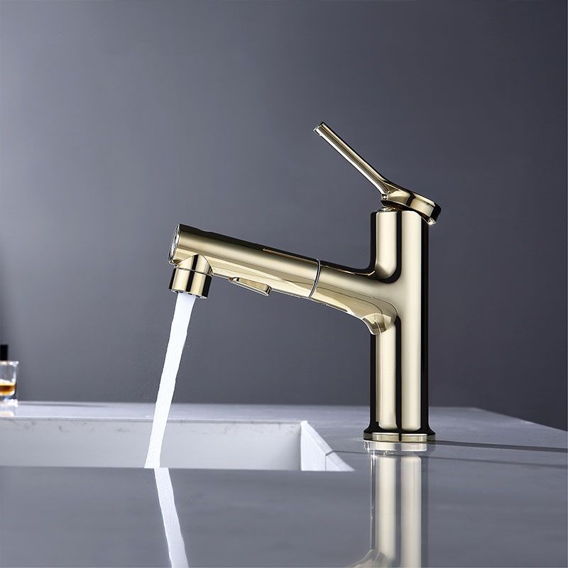 Contemporary Single Handle Faucet Retractable Sink Faucet with Lever Handle