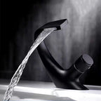 Button Handle Faucet Contemporary Style Faucet with Waterfall Spout
