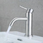 Stainless Steel Bathroom Faucet Chrome Lever Handle Sink Faucet with 1 Hole