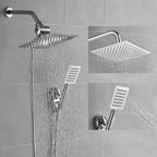 Silver Square Double Shower Head Modern Water Filtration Wall Mounted Shower Head
