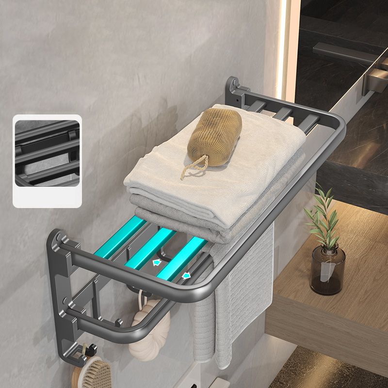 Modern gray bathroom hardware set with bath shelf/towel holder/robe hook/toilet paper holder