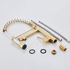 Glam Basin Faucet Brass Lever Handles Spring Neck Three-Function Bathroom Sink Tap