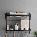 Black / Silver Bathroom Accessories Aluminum Hardware Set Bathroom Shelf