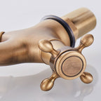 Glam Vanity Sink Faucet Brass Cross Handles Low Arc Basin Faucet