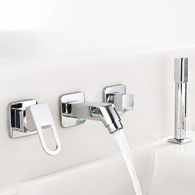 Wall Mounted Faucet Brass Lever Handle Bathroom Faucet Hand Shower