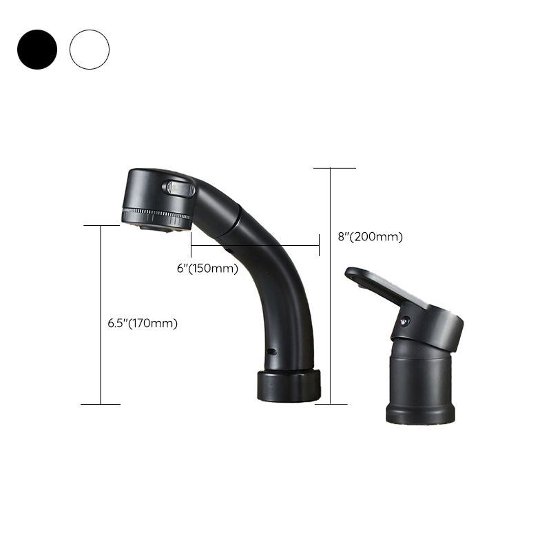 Modern Style Sink Faucet Copper Handle Low Arc Pull-Out Sink Faucet