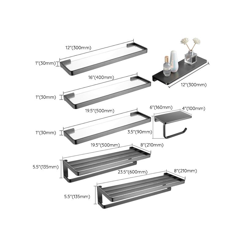 Gray metal modern bathroom accessories as a single item or as a set