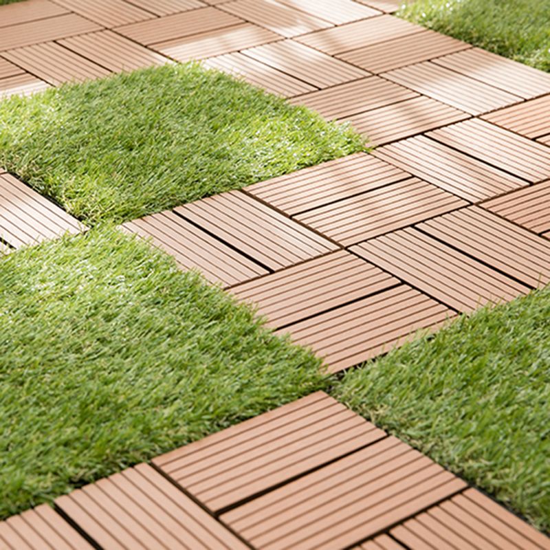 Composite Plank Tiles Striped Pattern Square Deck Flooring Outdoor Patio