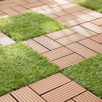 Composite Plank Tiles Striped Pattern Square Deck Flooring Outdoor Patio