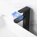 Contemporary sink faucet Digital display Monochrome Low arch basin Bathroom sink