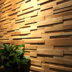 Mosaic Wood Wall Cladding Glue Living Room Modern Style Wood Plank