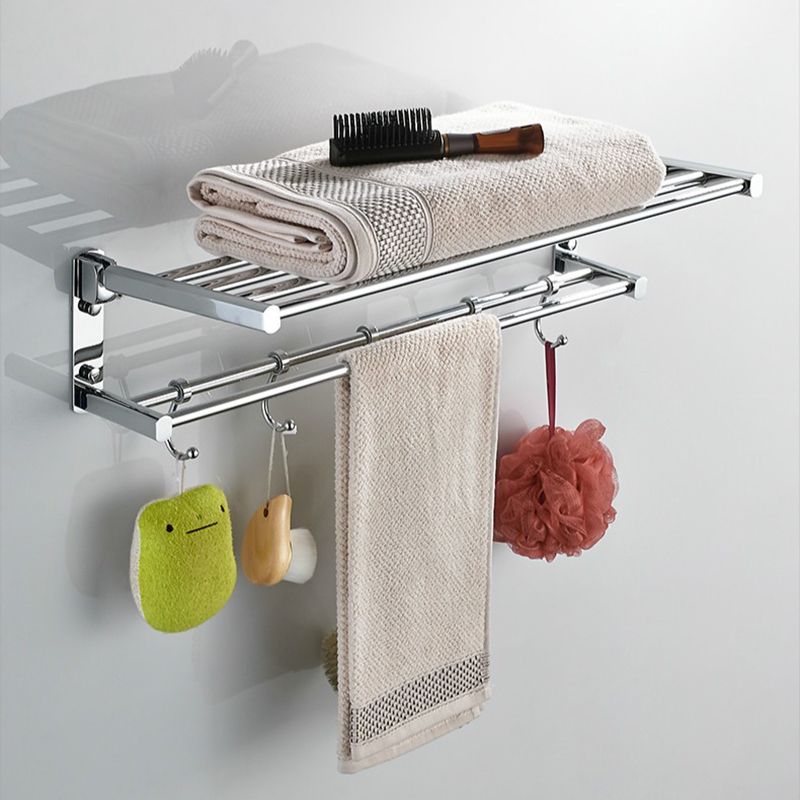 Polished Chrome Modern Bathroom Accessory Set Silver Towel Holder/Bath Shelf