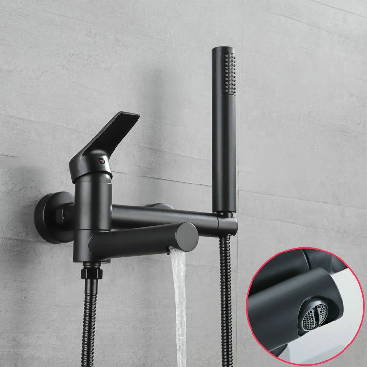 Lever Handle Bathtub Faucet Wall Mount Shower Hose Swivel Spout Bathtub Filling with Hand Shower