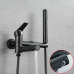 Lever Handle Bathtub Faucet Wall Mount Shower Hose Swivel Spout Bathtub Filling with Hand Shower