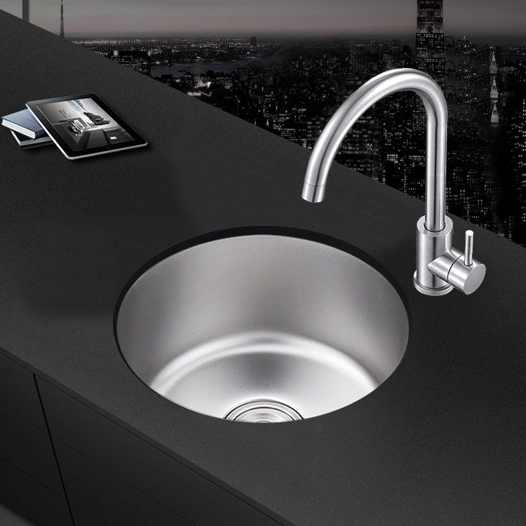 Round Stainless Steel Sink Built-in Sink with Basket Strainer
