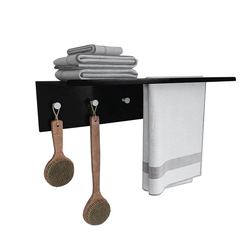 Black 6-piece Bathroom Accessory Set Modern Shower Curtain Rod / Bathrobe Hooks and Towel Bar
