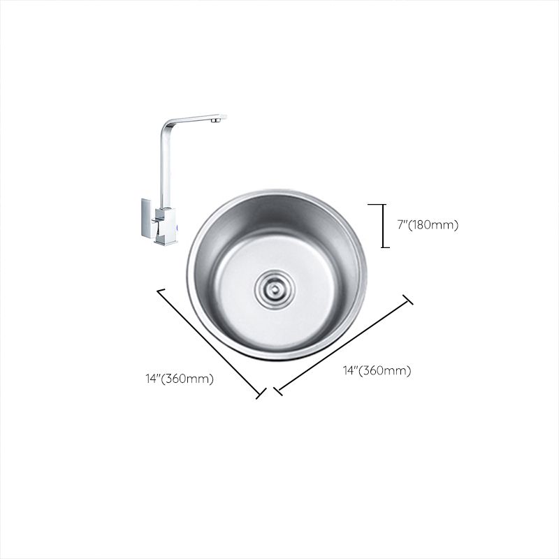 Round Single Bowl Kitchen Sink Stainless Steel Sink with Drain Strainer Set
