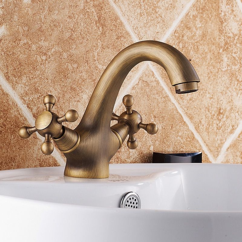 Vintage Widespread Bathroom Faucet Industrial Cross Handles Basin Faucet